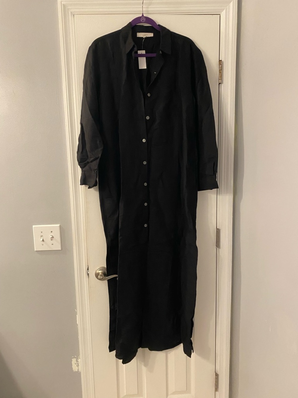 Loft Linen Blend Pocket Maxi Shirtdress NWT - Picture 2 of 4